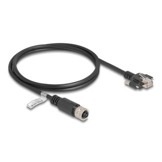 DeLOCK M12 Cable D-coded 4 pin female to RJ45 plug with screws Cat.5e FTP 1 m black