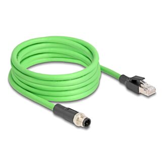 DeLOCK Cavo M12 codificato D a 4 pin maschio per RJ45 maschio PUR (TPU) 1 m