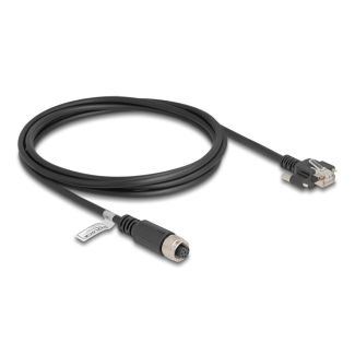 DeLOCK M12 Cable A-coded 8 pin female to RJ45 plug with screws Cat.5e FTP 2 m black