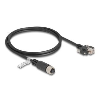 DeLOCK M12 Cable A-coded 8 pin female to RJ45 plug with screws Cat.5e FTP 1 m black