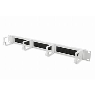 Digitus 1U cable management panel with brush entries 4x aluminum cable rings 44x60 mm, grey
