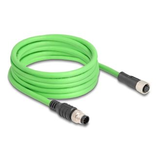 DeLOCK M12 Cable A-coded 8 pin male to female PUR (TPU) 5 m