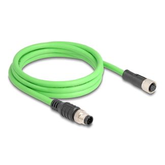 DeLOCK M12 Cable A-coded 8 pin male to female PUR (TPU) 2 m
