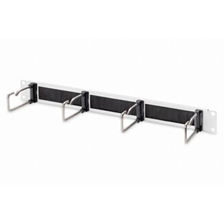 Digitus Pannello passacavi 1U con spazzola 4x anelli in acciaio 40x75 mm, grigio (RAL 7035)