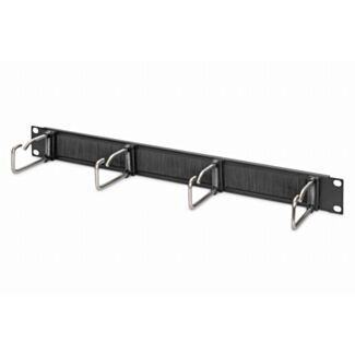 Digitus Pannello passacavi 1U con spazzola 4x anelli in acciaio 40x75 mm, nero (RAL 9005)