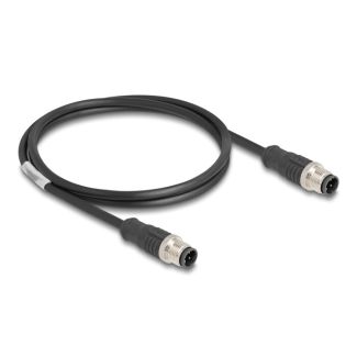 DeLOCK M12 Cable D-coded 4 pin male to male PVC 1 m