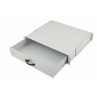 Digitus 2U lockable drawer with handle, 86x483x398 mm grey, for 19" cabinets