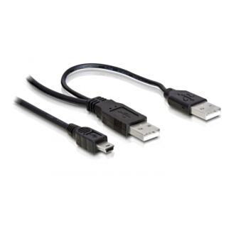DeLOCK 2x USB2.0-A male / USB mini 5-pin cavo USB 1 m USB A Mini-USB B Nero