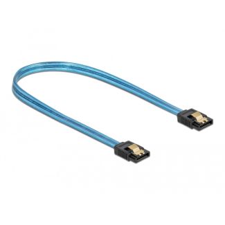 DeLOCK SATA 6 Gb/s Cable UV glow effect blue 50 cm