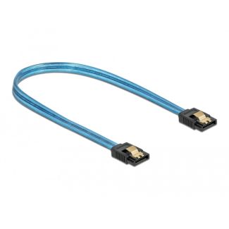 DeLOCK SATA 6 Gb/s Cable UV glow effect blue 30 cm