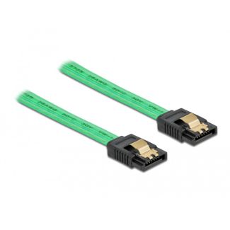 DeLOCK SATA 6 Gb/s Cable UV glow effect green 20 cm