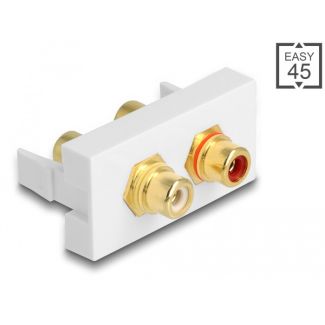 DeLOCK Easy 45 Module 2 x RCA female port, red / white ring 22.5 x 45 mm