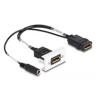 DeLOCK Modulo Easy 45 DisplayPort 4K 60 Hz con alimentazione DC 2,1 x 5,5 mm e cavo corto, 22,5 x 45 mm