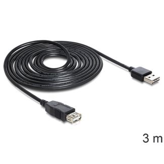 DeLOCK EASY-USB 2.0-A - USB 2.0-A, 3m USB cable USB A Black