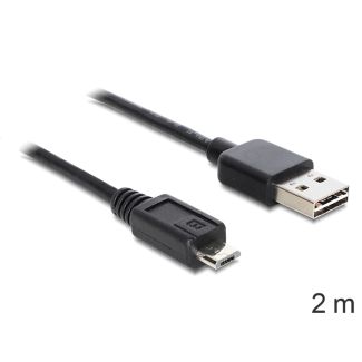 DeLOCK EASY-USB 2.0-A - USB 2.0 micro-B, 2m cavo USB USB A Micro-USB B Nero