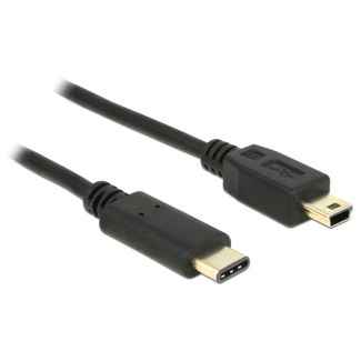 DeLOCK 2m, USB2.0-C/USB2.0 Mini-B cavo USB Mini-USB B USB C Nero