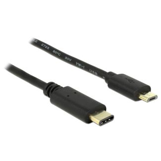 DeLOCK 2m, USB2.0-C/USB2.0 Micro-B USB cable Micro-USB B USB C Black