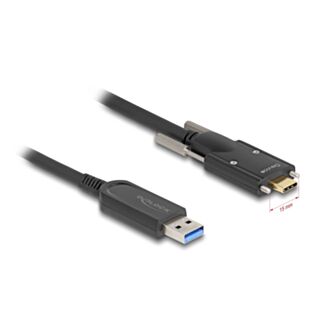 DeLOCK Cavo ottico attivo USB 10 Gbps-A maschio per USB Type-C maschio con viti sui lati da 10 m