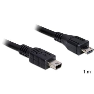 DeLOCK 1m USB2.0 microB/miniB USB cable Micro-USB B Mini-USB B Black