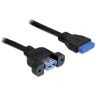 DeLOCK 0.5m USB 3.0 F/F cavo USB 0,5 m USB A IDC Nero
