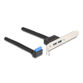 DeLOCK Staffa per slot 1 x USB 5 Gbps pin header femmina a 90° angolato a 2 x USB 5 Gbps Tipo-A femmina da 50 cm