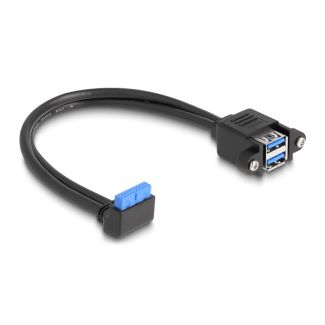 DeLOCK Cable USB 5 Gbps pin header female 90° angled to 2 x USB 5 Gbps Type-A female for built-in 50 cm