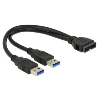 DeLOCK 0.25m USB3.0/2xUSB3.0 cavo USB USB 3.2 Gen 1 (3.1 Gen 1) 0,25 m 2 x USB A Nero