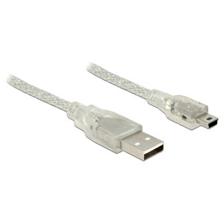 DeLOCK 83908 cavo USB USB 2.0 3 m USB A Mini-USB B Trasparente