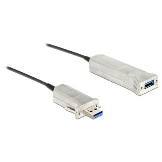 DeLOCK 50m USB3.0-A + USB Micro-B/USB3.0-A cavo USB USB 3.2 Gen 1 (3.1 Gen 1) USB A USB A/Micro-USB B Nero, Argento