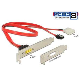 DeLOCK 0.6m, SATA 7p + Molex 2 p/SATA 8p cavo SATA 0,6 m Nero, Rosso, Argento