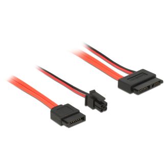 DeLOCK 0.3m, SATAIII 7p + 4p/Slim SATAIII 13p SATA cable SATA 7-pin + Molex (4-pin) SATA 13-pin Slimline Black, Red