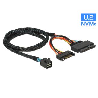 DeLOCK 0.75m, SFF-8643/U.2 SFF-8639+SATA Black