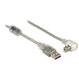 DeLOCK 3m, USB2.0-A/USB2.0-B cavo USB USB A USB B Argento, Trasparente
