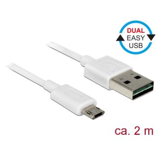 DeLOCK 84808 cavo USB USB 2.0 2 m USB A Micro-USB B Bianco