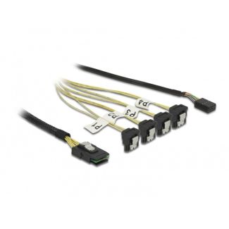DeLOCK Cable Mini SAS SFF-8087 > 4 x SATA 7 Pin angled + Sideband 0.5 m