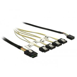 DeLOCK Cavo Mini SAS SFF-8087 > 4 x SATA a 7 pin + banda laterale da 0,5 m metallo