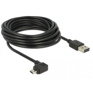 DeLOCK Cable EASY-USB 2.0 Type-A male > EASY-USB 2.0 Type Micro-B male angled left / right 5 m black