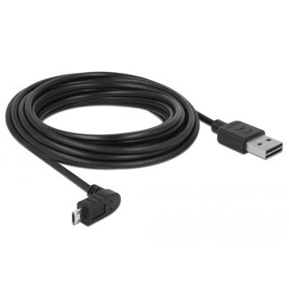 DeLOCK Cavo EASY-USB 2.0 Tipo-A maschio > EASY-USB 2.0 Tipo Micro-B maschio nero con angolazione alto / basso da 5 m
