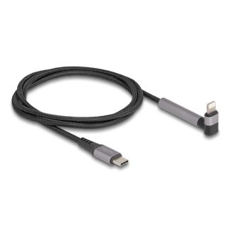 DeLOCK Data and Charging Cable USB Type-C to Lightning for iPhone, iPad, iPod angled with stand function black 1.5 m MFi