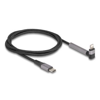DeLOCK Cavo dati e ricarica da USB Type-C a Lightning per iPhone, iPad, iPod angolato con funzione stand nero 1,5 m MFi