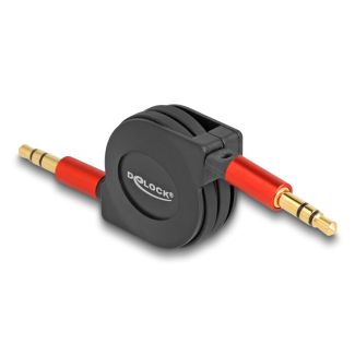 DeLOCK Audio Retractable Cable 3.5 mm 3 Pin Stereo jack male to male 90 cm