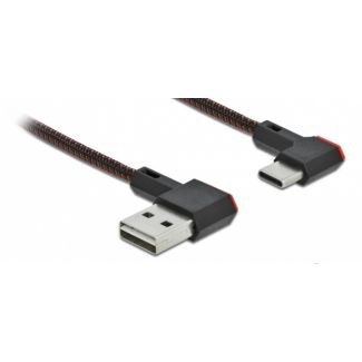 DeLOCK EASY-USB 2.0 Cable Type-A male to USB Type-C™ male angled left / right 2 m black