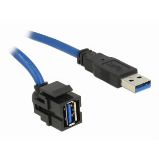 DeLOCK Keystone Module USB 5 Gbps type-A female 250° to type-A male with 1.5 m cable black