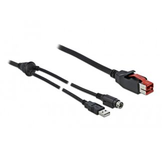DeLOCK Cavo PoweredUSBmaschio 24 V > USB Tipo-A maschio + Mini-DIN a 3 pin maschio 2 m per stampanti e terminali POS