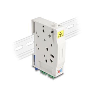 DeLOCK Scatola di connessione per fibra ottica per guida DIN con supporto per giunzione e accoppiatore 2 x LC Duplex
