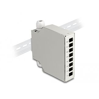 DeLOCK Scatola di distribuzione della fibra ottica per guida DIN 8 porte grigio