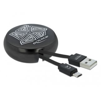 DeLOCK Câble rétractable USB 2.0 Type-A à Micro-B black