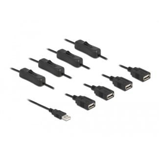 DeLOCK Cable USB Type-A male to 4 x USB Type-A female with switch 1 m
