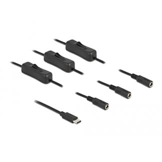 DeLOCK Cavo USB Type-C maschio per 3 x DC 5,5 x 2,1 mm femmina con interruttore 1 m