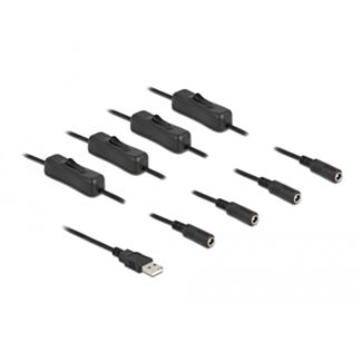 DeLOCK Cavo USB Tipo-A maschio per 4 x DC 5,5 x 2,1 mm femmina con interruttore 1 m